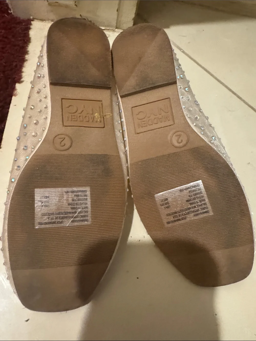 Girls Light Pink Rhinestone Mary Jane Flats - Picture 2 of 2